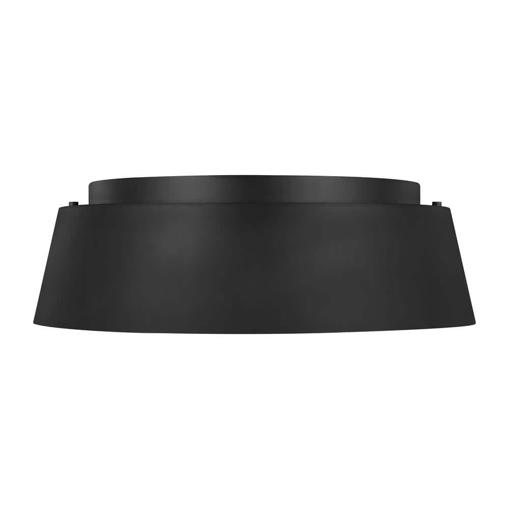Midnight Black 3-Light Flush Mount with Silk Screen White Shade