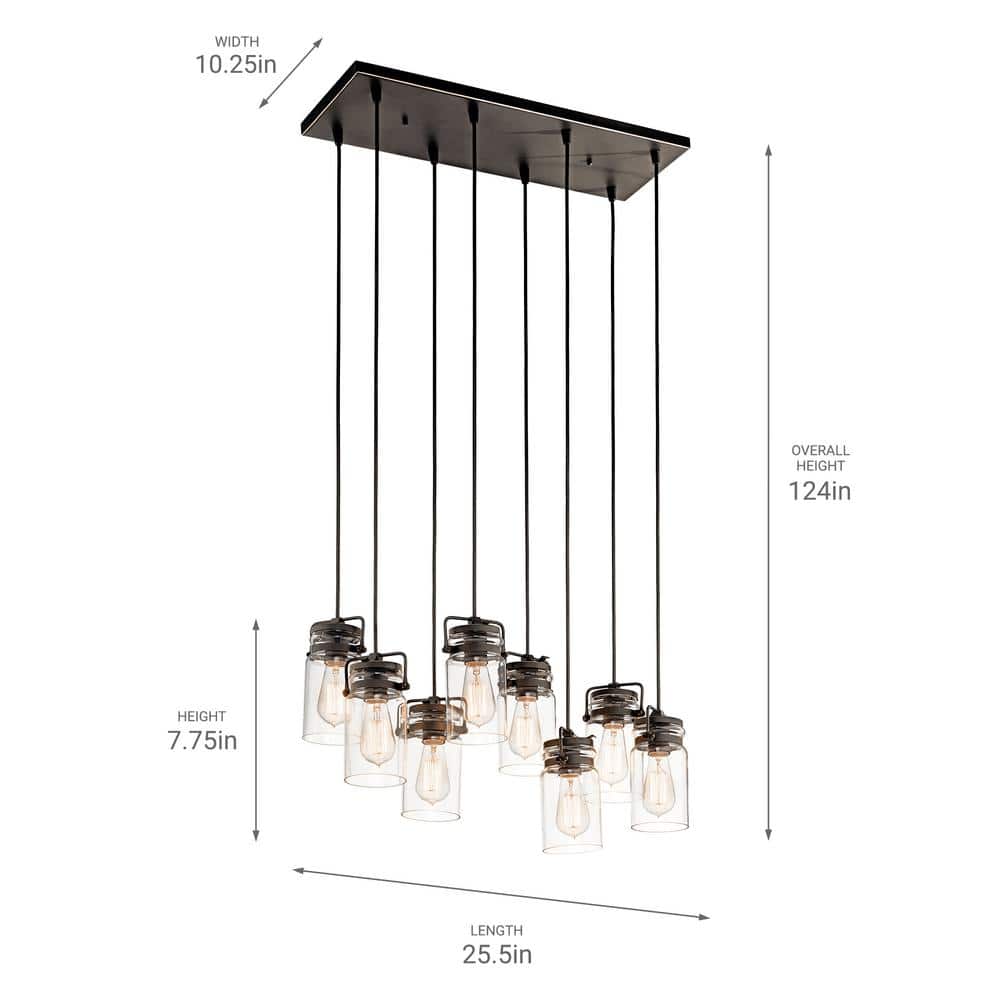 Olde Bronze Vintage Jar-Inspired 8-Light Linear Chandelier