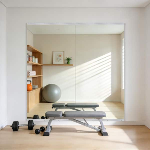 36 in. W x 72 in. H Rectangular Frameless Tempered HD Wall Mirror/Gym Mirror/Dance Mirror(2-Pieces)