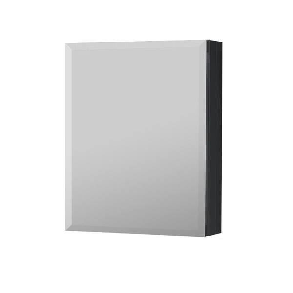 Forclover 30-in x 26-in Surface/Recessed Mount Black Mirrored Medicine Cabinet