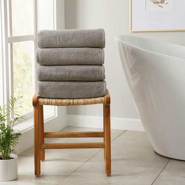 Dark Grey 4-Pack Cotton Quick-Dry Bath Towel Set