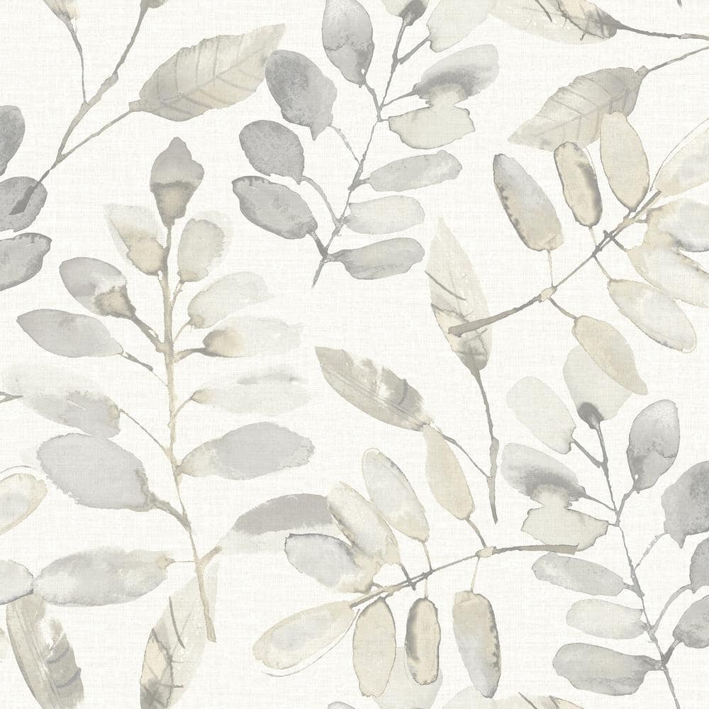 Neutral Taupe Leaves Pre-pasted Washable Wallpaper