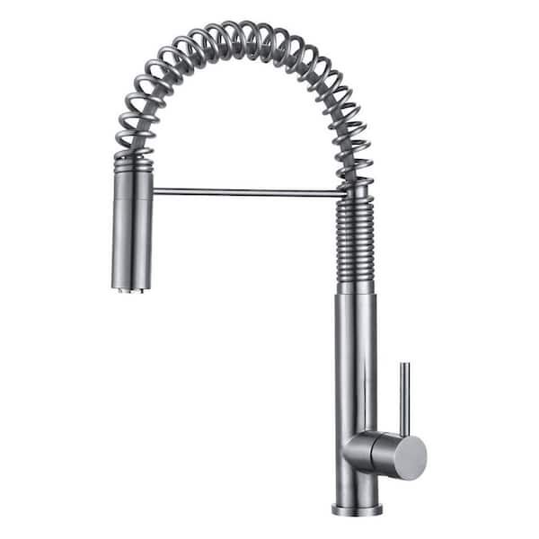 Single Handle Pull Down Sprayer Kitchen Faucet in Gray