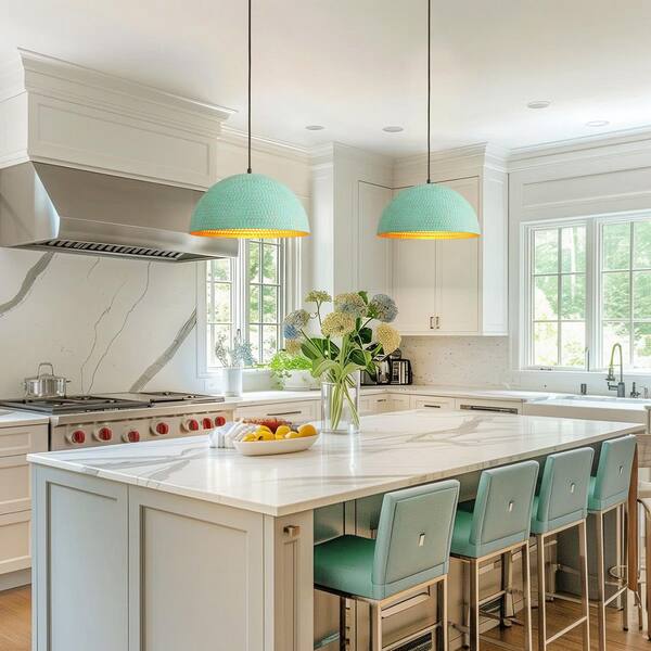 Rennnsan Dovin 15.7 in. 1-Light Modern Antique Green Dome Kitchen