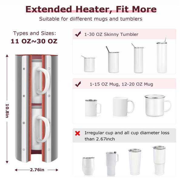 VEVOR Tumbler Heat Press 30 oz. Mug Heat Press Machine Sublimation Transfer  Cup Heat Press with Heat-Resist Gloves and Tape SDKBJ600W30OZ607EV1 - The  Home Depot