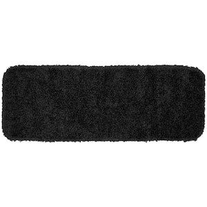 Serendipity Black 22 in. x 60 in. Washable Bathroom Accent Rug