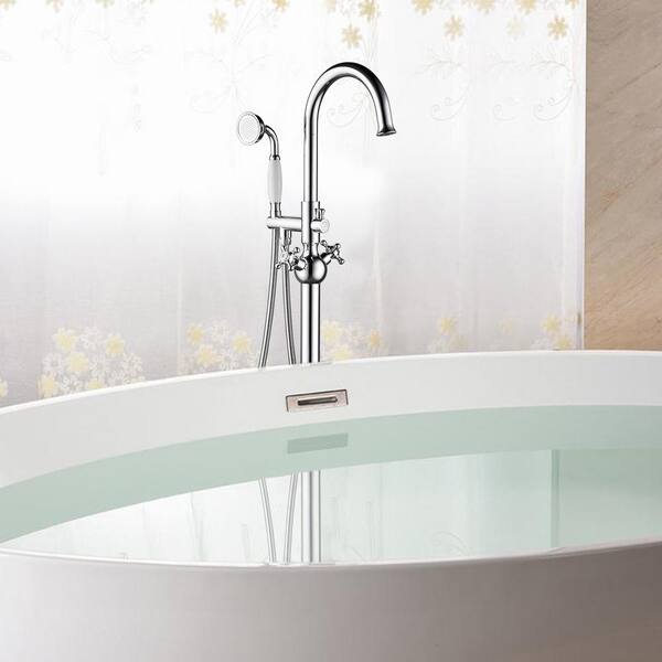 48 in. H x 12 in. W Single-Handle Claw Foot Tub Faucet with Hand Shower in Oil Rubbed Bronze