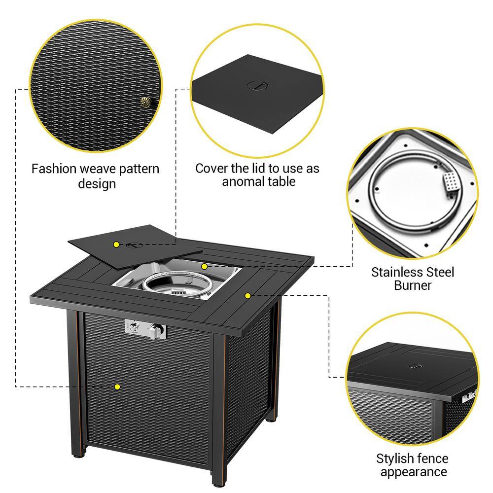 30" Anti Rust Coated Steel Propane Fire Pit Table