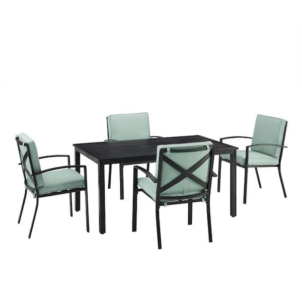 Crosley Furniture Kaplan 5 Piece Metal Outdoor Dining Set With Mist Cushions Ko60019bz Mi The Home Depot