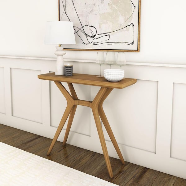 PLANK+BEAM Verso 36 in. Pecan Rectangle Wood Console Table 2900400000