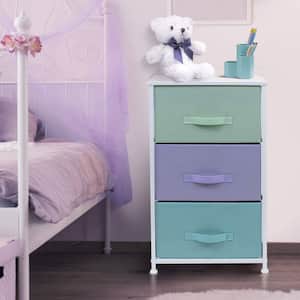 3 Drawers Multi-Color Pastel Nightstand 28.75 in. H x 17.75 in. W x 11.87 in. D