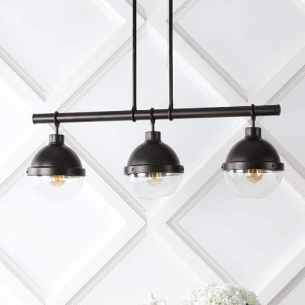 Caleb Industrial Rustic 33" Oil-Rubbed Bronze LED Linear Pendant