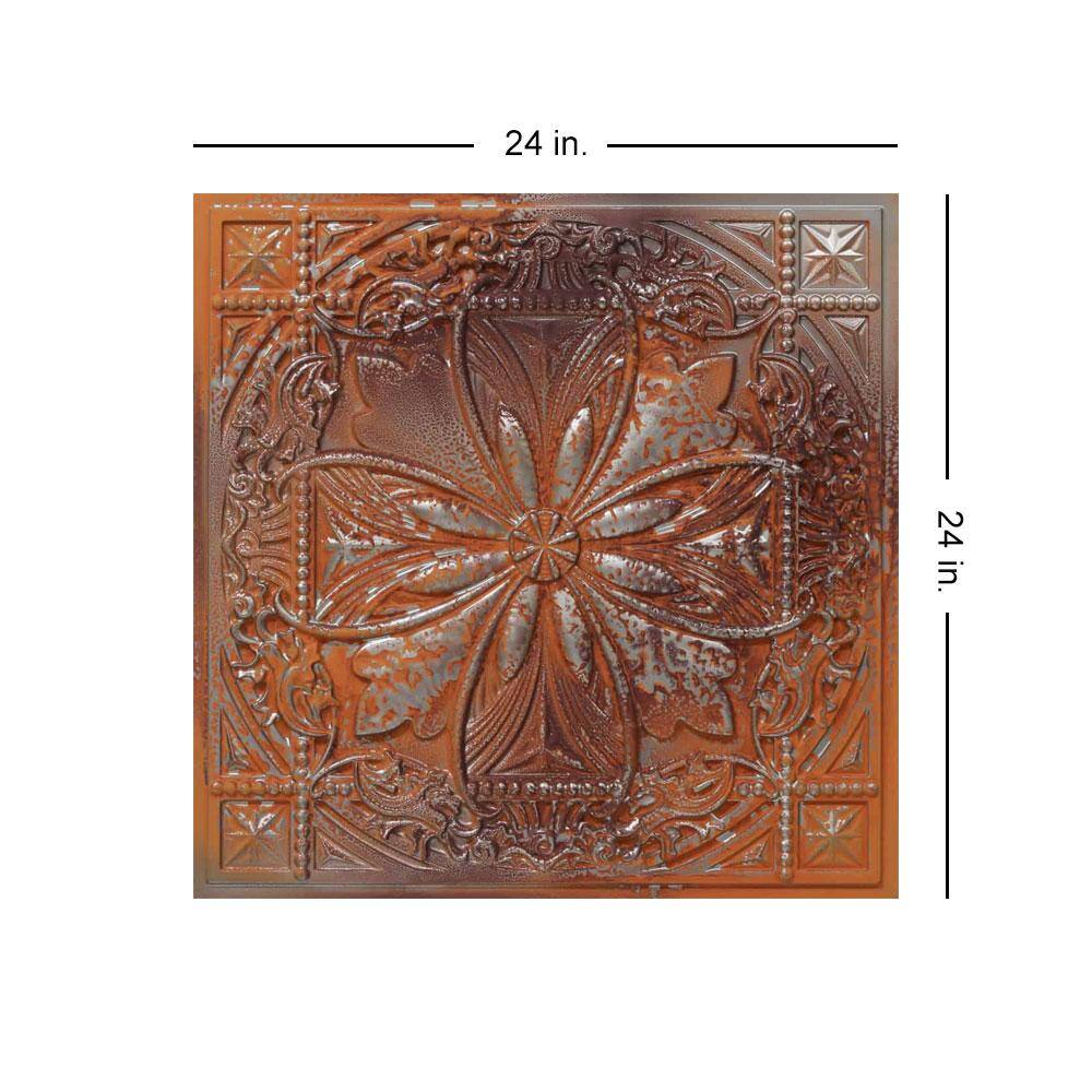 Helena Weathered Silver Faux Tin 2x2 ft Ceiling Tile