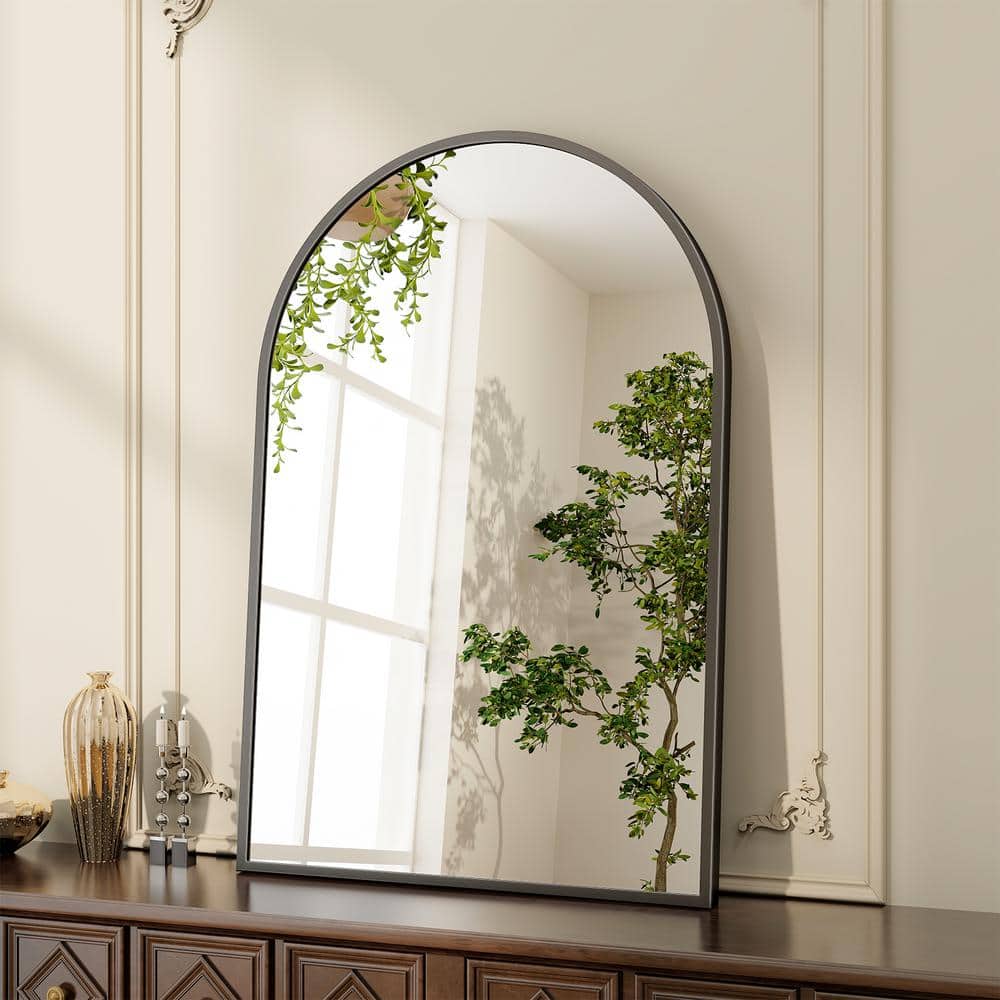 26.1 in. W x 37.8 in. H Arch Metal Framed Wall Bathroom Vanity Mirror Black price history on PriceWatchPro
