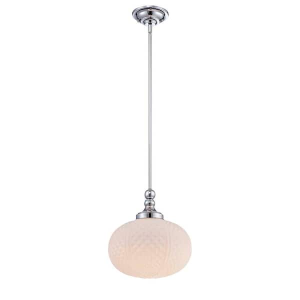 Hampton Bay DISPLAY 1-Light Chrome Convertible Semi-Flushmount Convertible Pendant with Opal Glass