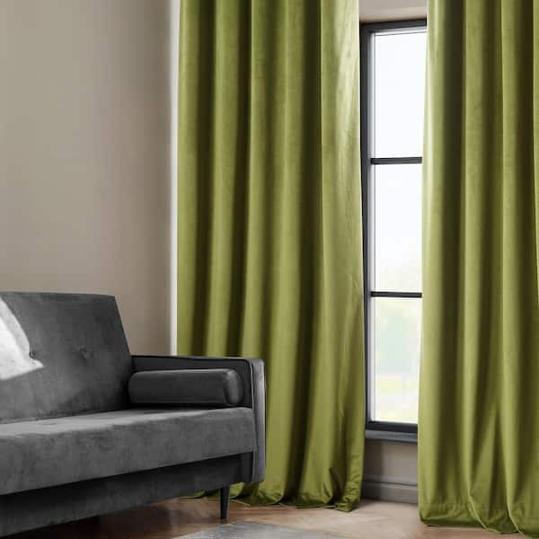 Exclusive Fabrics & Furnishings Retro Green Velvet Rod Pocket Room