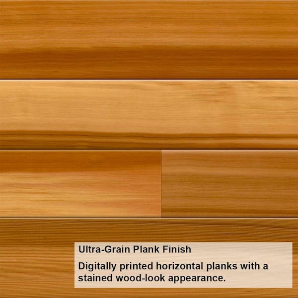 Modern Steel 9 ft x 7 ft 18.4 R-Value Insulated Wood Look Plank Cedar Garage Door without Windows