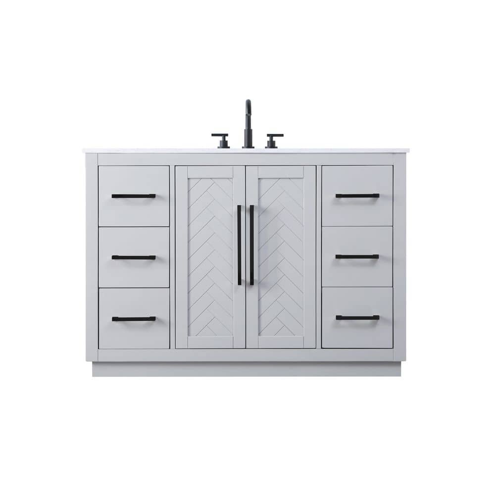 48 in. Single Sink Grey Bath Vanity with White Engineered Marble Top price history on PriceWatchPro