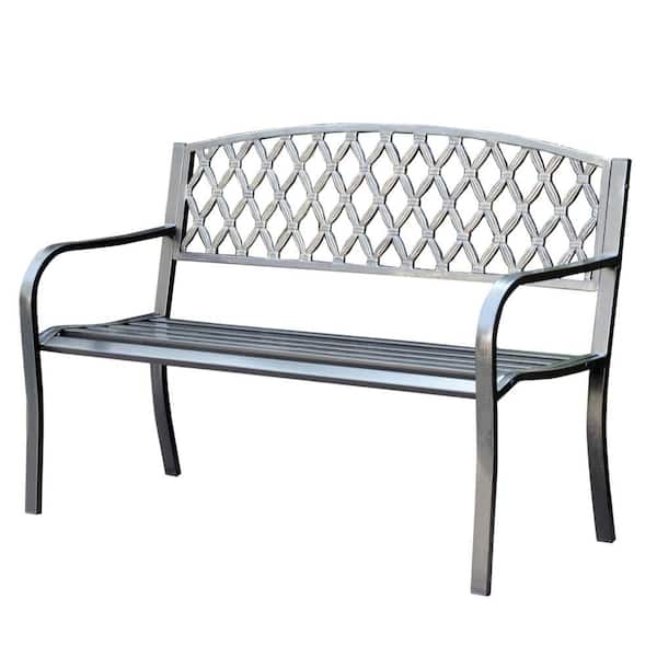 Jeco 50 in. Crossweave Curved Back Steel Park Bench