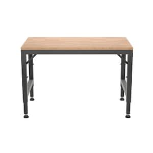 48 in. W x 24 in. L Black Metal and Wood Siding Heavy-Duty Adjustable Workbench Hardwood Workstation for Garage