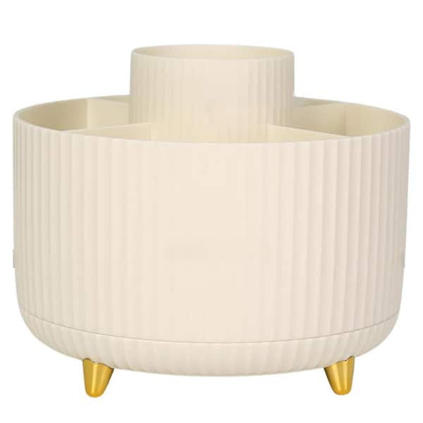 5-Pack Rotating Black Desk Organizer with 5 Compartments Non-Slip Base Office Supply Holder for Pens Pencils