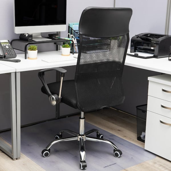 Swivel Mesh Office Chair with Headrest, Height Adjustable, Desk Chair in Black 25.5 in. L x 21 in. W x 42.5-47 in. H