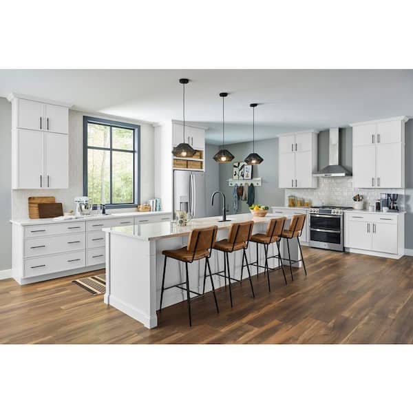 Leyton 33 in. W x 12 in. D x 42 in. H Ready to Assemble Plywood Shaker Wall Kitchen Cabinet in Alpine White