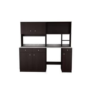 Ready to Assemble 72 in. W x 19.69 in. D x 70.08 in. H Wood Breakroom Kitchen Storage Cabinet in Espresso/Stone Finish