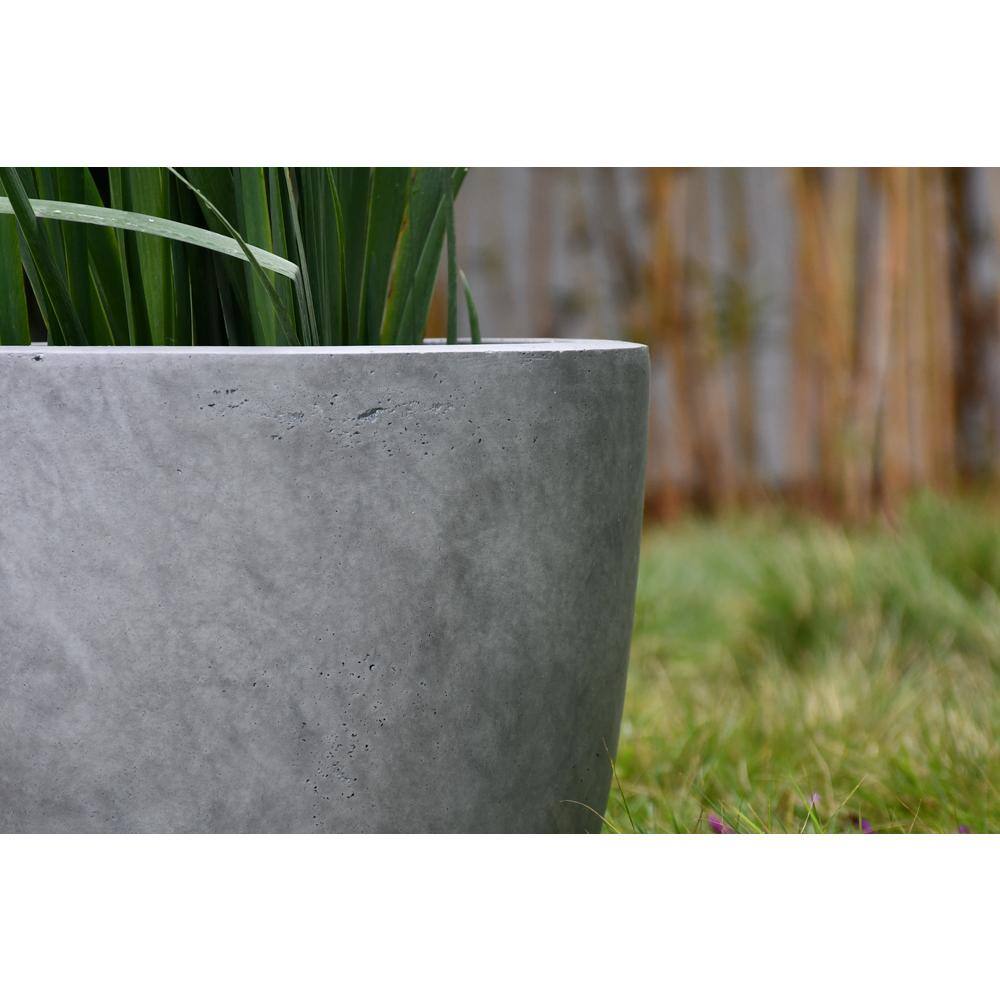 16.93" Natural Concrete Round Lightweight Outdoor Planter