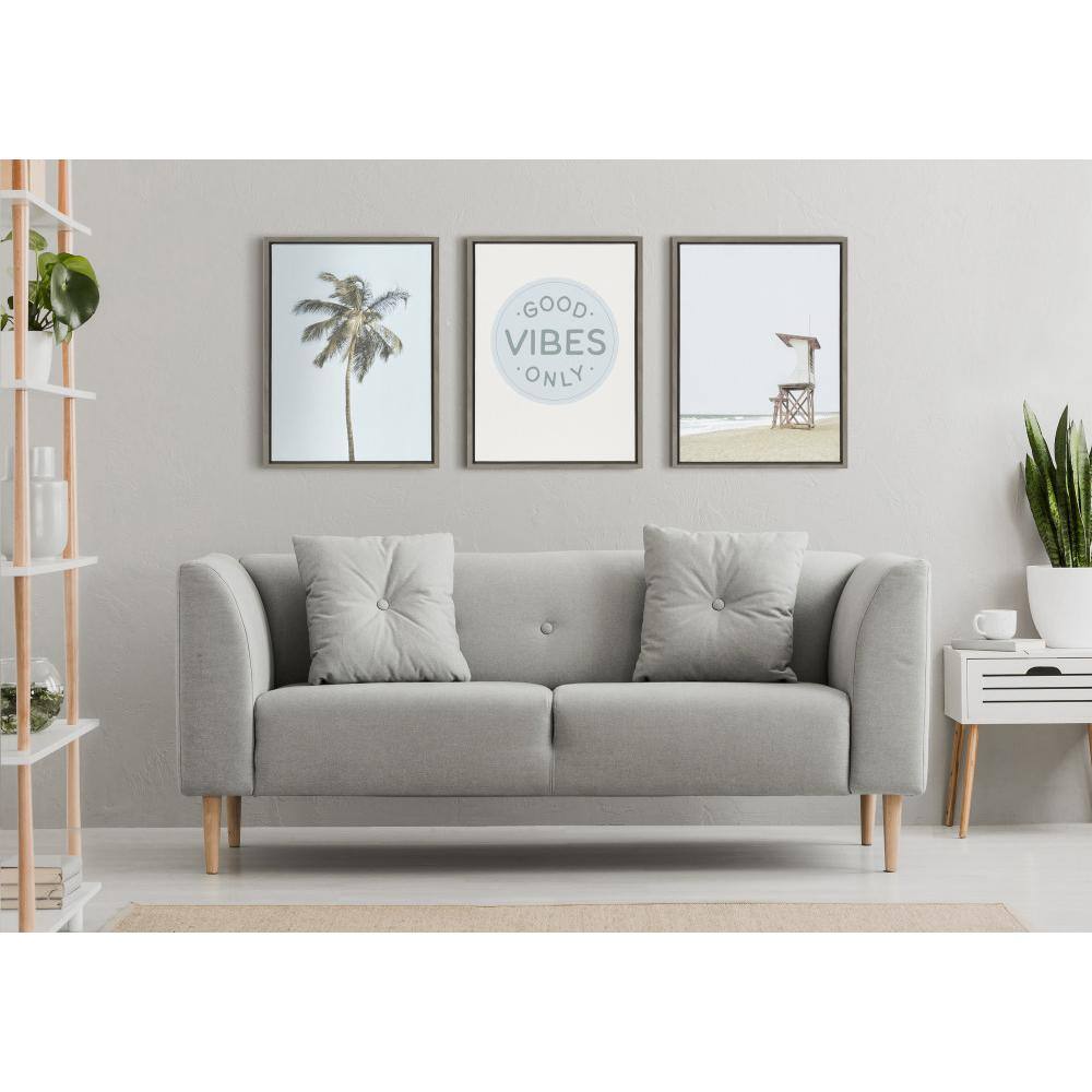 Sylvie Gray Framed Coconut Palm Tree Canvas Wall Art