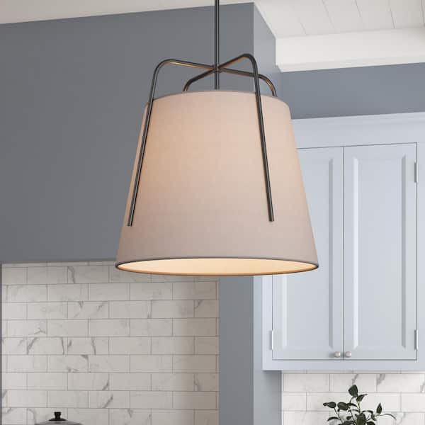 aiwen 1-Light 19 in. Modern Cone Black Pendant Light Fixture