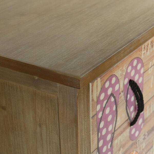 StyleCraft 3-Drawer Gray Driftwood, Painted Flipflop Print