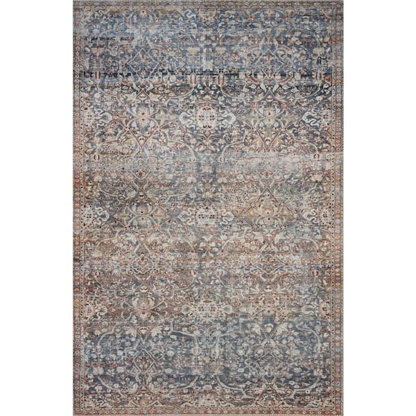 Chris Love Julia Jules Denim/Spice 3 ft. 6 in. x 5 ft. 6 in.  Traditional Accent Rug