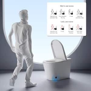 Auto Open Close Lid Elongated Bidet Toilet in White with Soft Close Heated Seat Foot Sensor Night Light