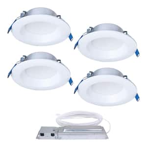QuickLink Low Voltage, 4 in. Selectable CCT 2700-5000K, 600 Lumens, Recessed Canless LED Starter Kit-4pack, Dimmable