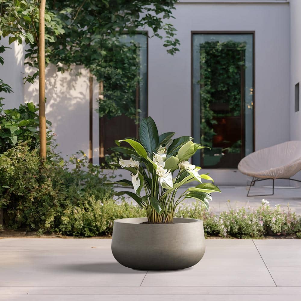 Lightweight 19in. x 10in. Pale Yellow Extra Large Tall Round Concrete Plant Pot/Planter for Indoor & Outdoor price history on PriceWatchPro