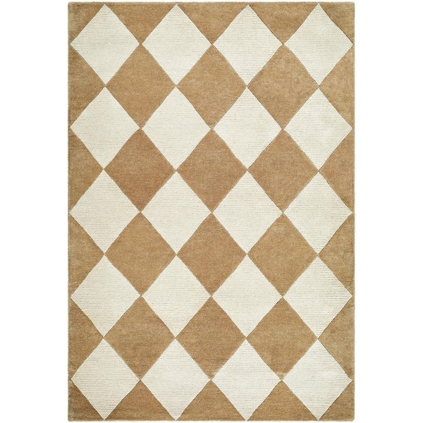 Isaac Tan/Beige Modern 9 ft. x 12 ft. Indoor Area Rug