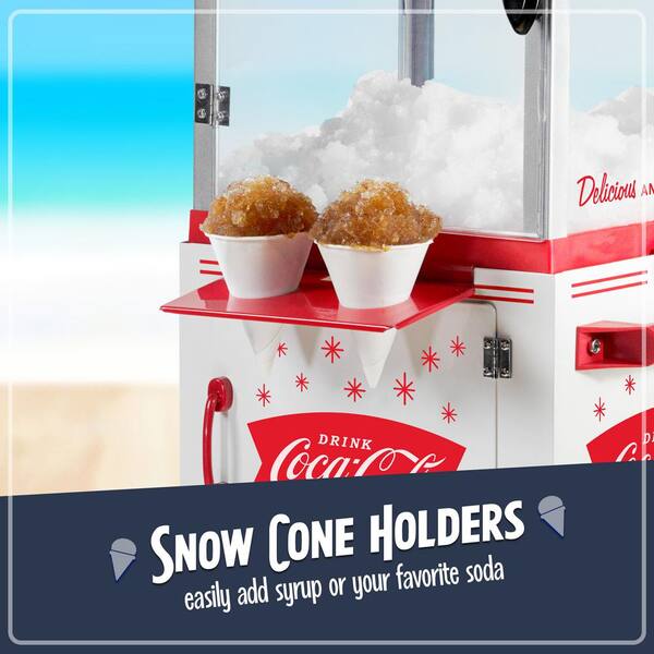 Coca-Cola 574 oz. Red Snow Cone Machine with Side Shelf CKSCC399CR