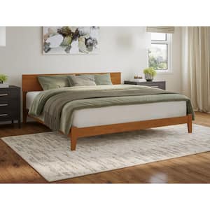 Orlando Light Toffee Natural Bronze Solid Wood Frame King Low Profile Platform Bed