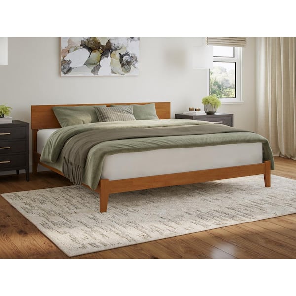 AFI Orlando Light Toffee Natural Bronze Solid Wood Frame King Low Profile Platform Bed