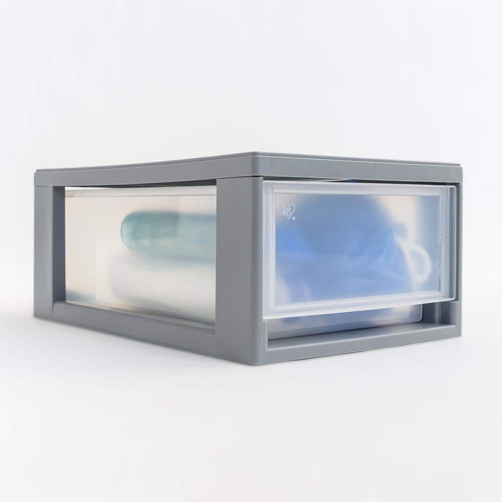 Gray Mini Stackable Plastic Storage Drawer Set