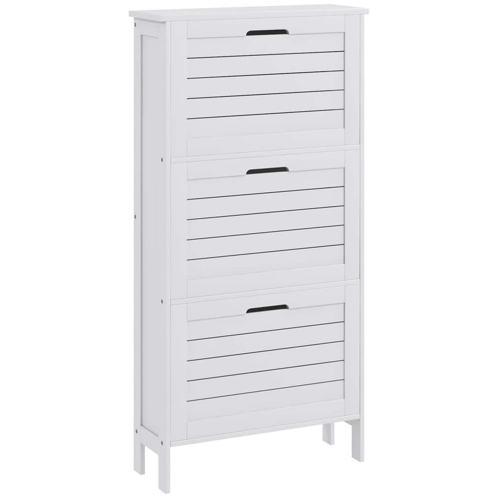 Homcom Modern Shoe Cabinet with 3 Flip Drawers for 6 Pairs White