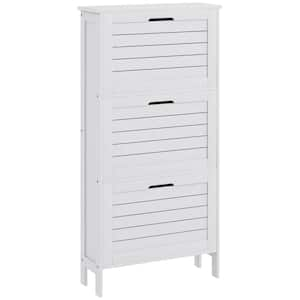 Narrow Shoe Storage Cabinet for Entryway with 3 Flip Drawers, Slim Shoe Rack Organizer with Louvered Doors