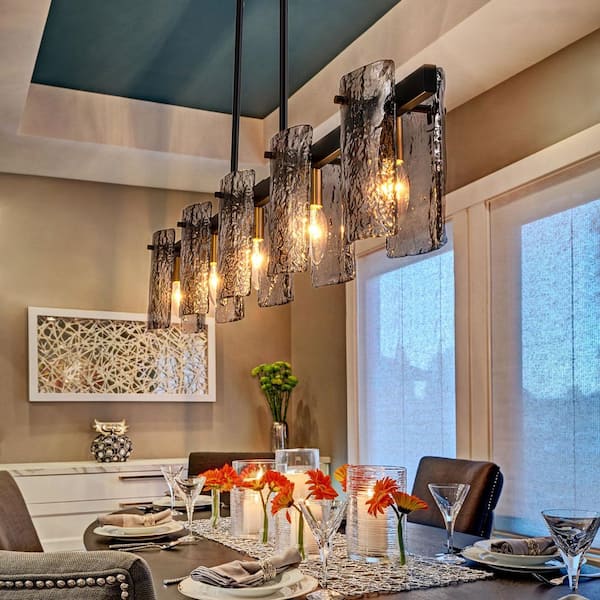 chandelierデスク EDISLIVE Modern 5-Light Black Linear Chandelier Kitchen Island