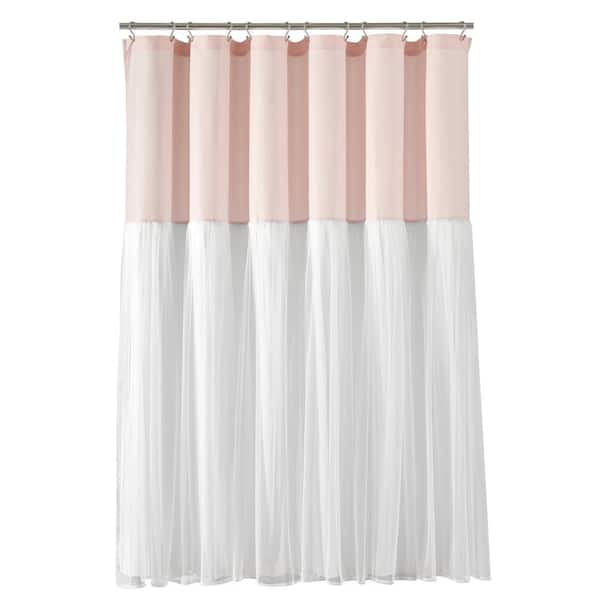 Lush Decor 72 in. x 72 in. Tulle Skirt Colorblock Shower Curtain