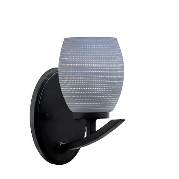 Unbranded Siena 1-Light Matte Black Downlight Wall Sconce with Gray Matrix Glass Shade
