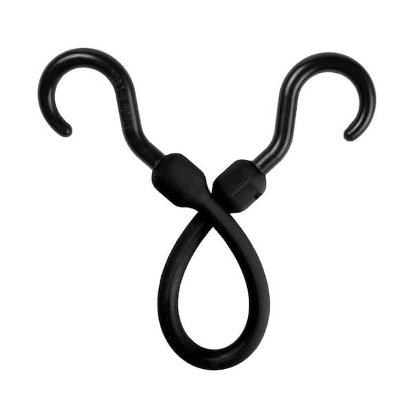 The Perfect Bungee 12 in. Polyurethane Bungee Cord with Molded Nylon Hooks in Black