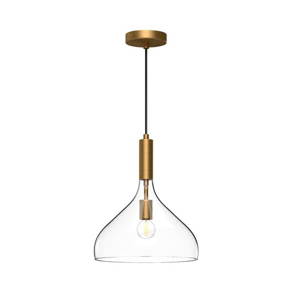 ALORA MOOD Belleview 12 in. 1 Light 60-Watt Aged Gold/Clear Glass ...