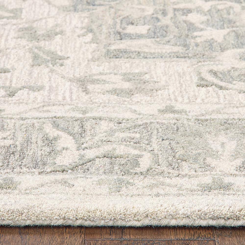 Handmade Gray Medallion Tufted Wool Area Rug 5' x 7'