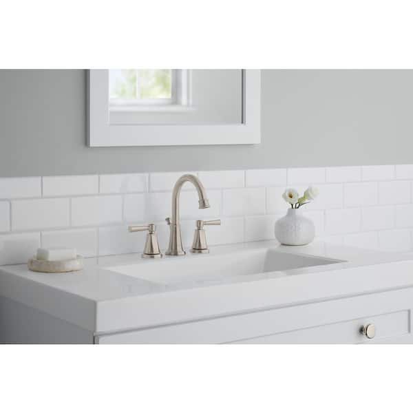 Melina 8 in. Widespread Double Handle High-Arc Bathroom Faucet in Brushed Nickel